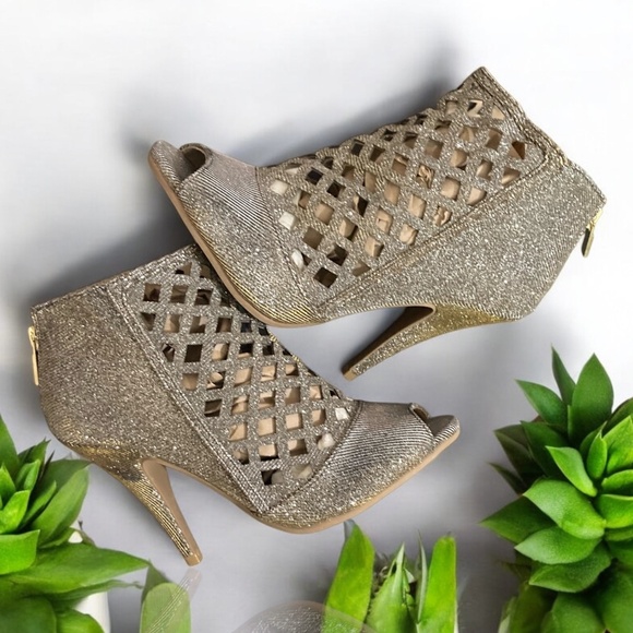 Christian Siriano For Payless Women’s Peep Toe Metallic Lattice Cutout Heels 7.5 - Picture 1 of 6